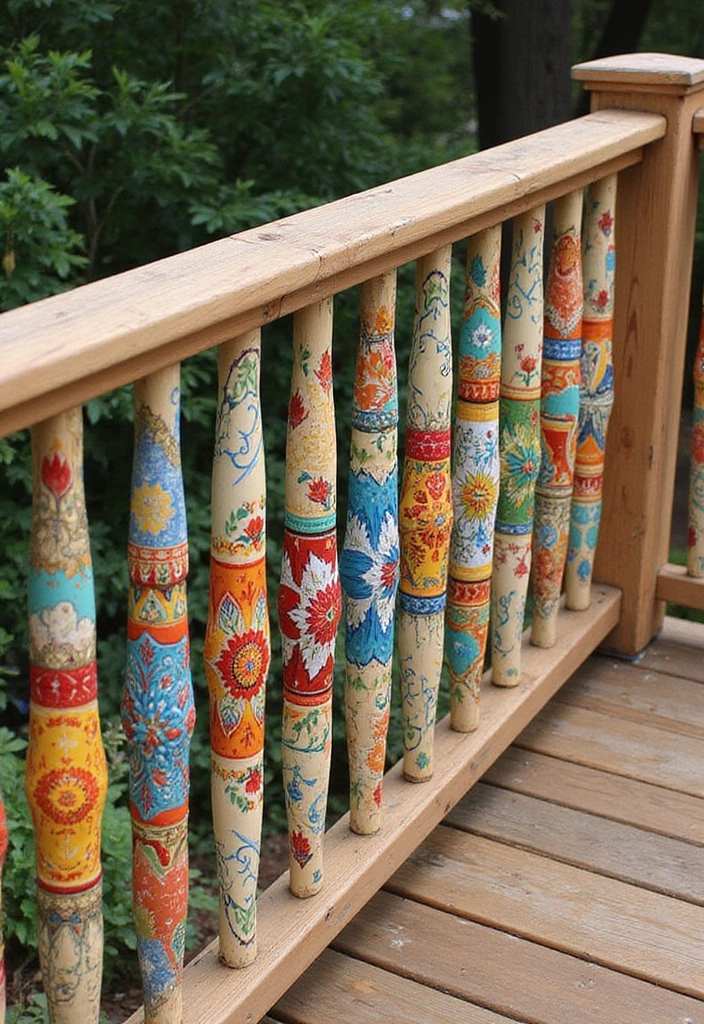 20 Cheap Deck Railing Ideas That'll Make Your Outdoor Space Shine (You Won't Believe #7!) - 16. Stenciled Wood Railings