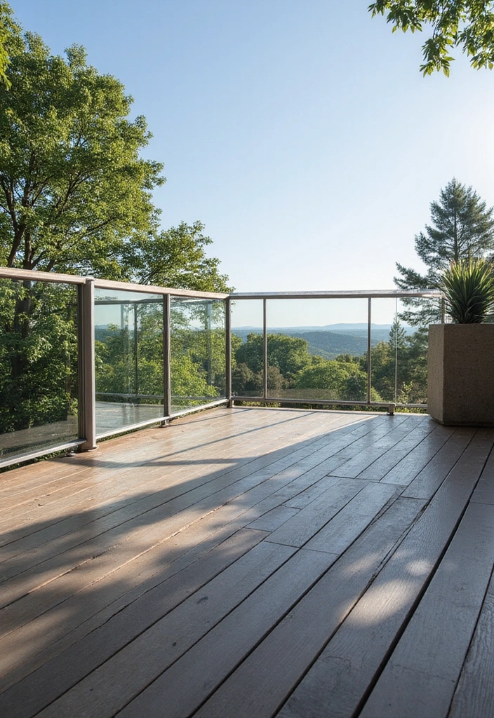 20 Cheap Deck Railing Ideas That'll Make Your Outdoor Space Shine (You Won't Believe #7!) - 9. Chic Glass Panel Railings