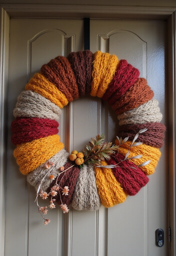 17 DIY Fall Wreaths for Your Front Door That Are Easier Than You Think! - 2. Cozy Sweater Wreath