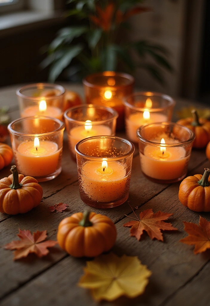 25 Stunning Fall Centerpieces for Your Table That Will Leave Guests in Awe! - 22. Simple Tea Light Showcase