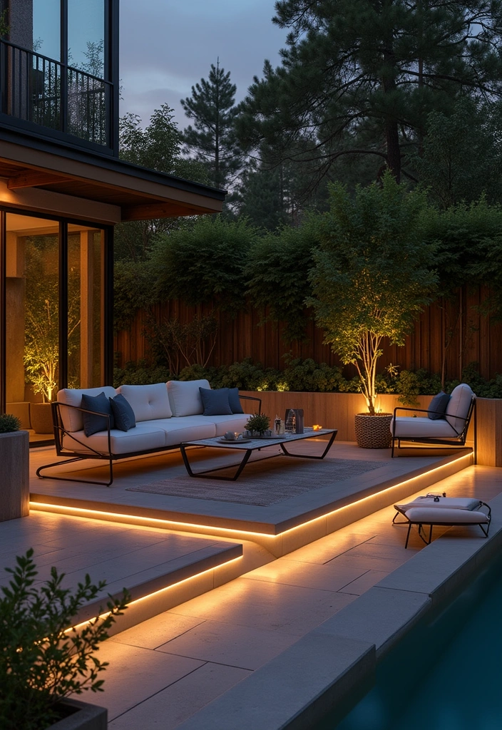 20 Brilliant Deck Lighting Ideas to Create the Ultimate Cozy Patio Experience! - 10. Under-Furniture Lighting