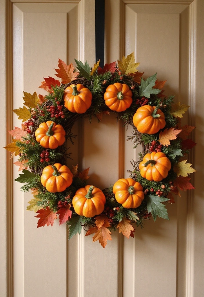 17 DIY Fall Wreaths for Your Front Door That Are Easier Than You Think! - 6. Whimsical Pumpkin Wreath