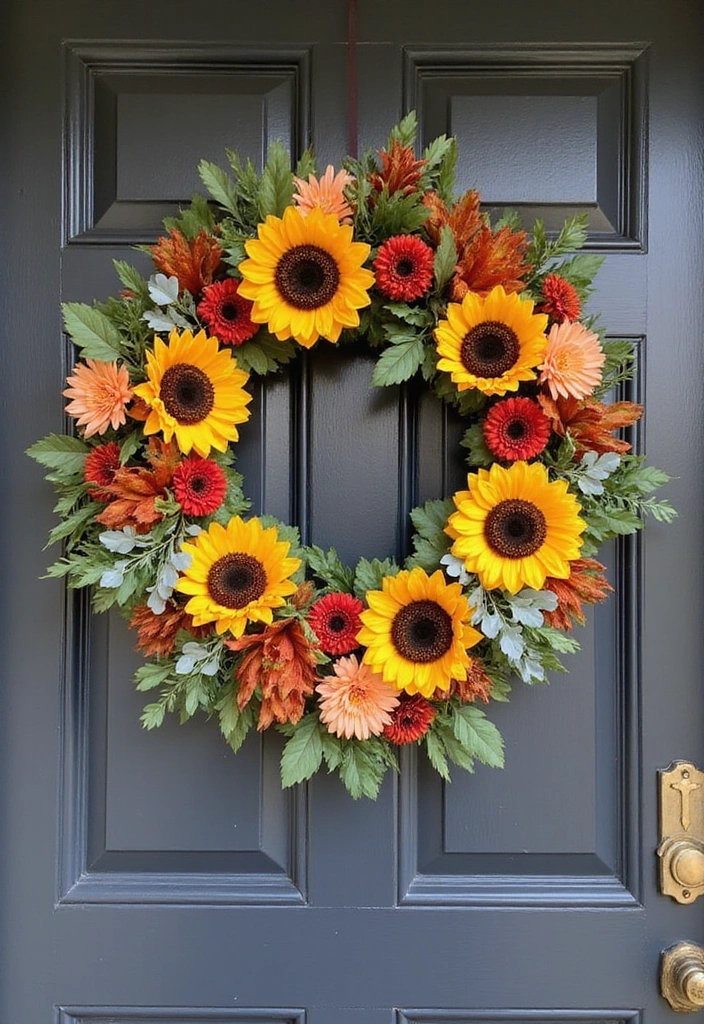 17 DIY Fall Wreaths for Your Front Door That Are Easier Than You Think! - 5. Floral and Foliage Fusion