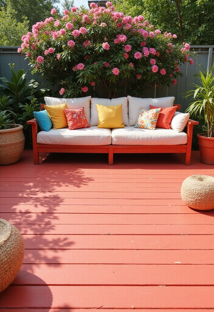 20 Best Deck Stain Colors That Will Boost Your Home's Curb Appeal (Get Inspired!) - 14. Vibrant Coral