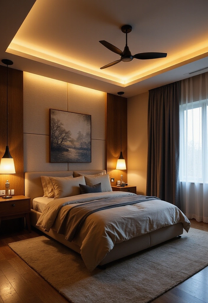 25 Master Bedroom Feature Wall Inspirations That'll Leave You Breathless (#16 Is a Must-See!) - 24. Creative Use of Lighting