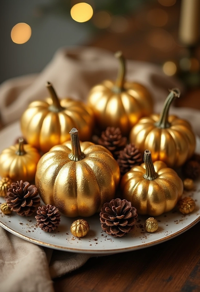 25 Stunning Fall Centerpieces for Your Table That Will Leave Guests in Awe! - 18. Glittering Gold