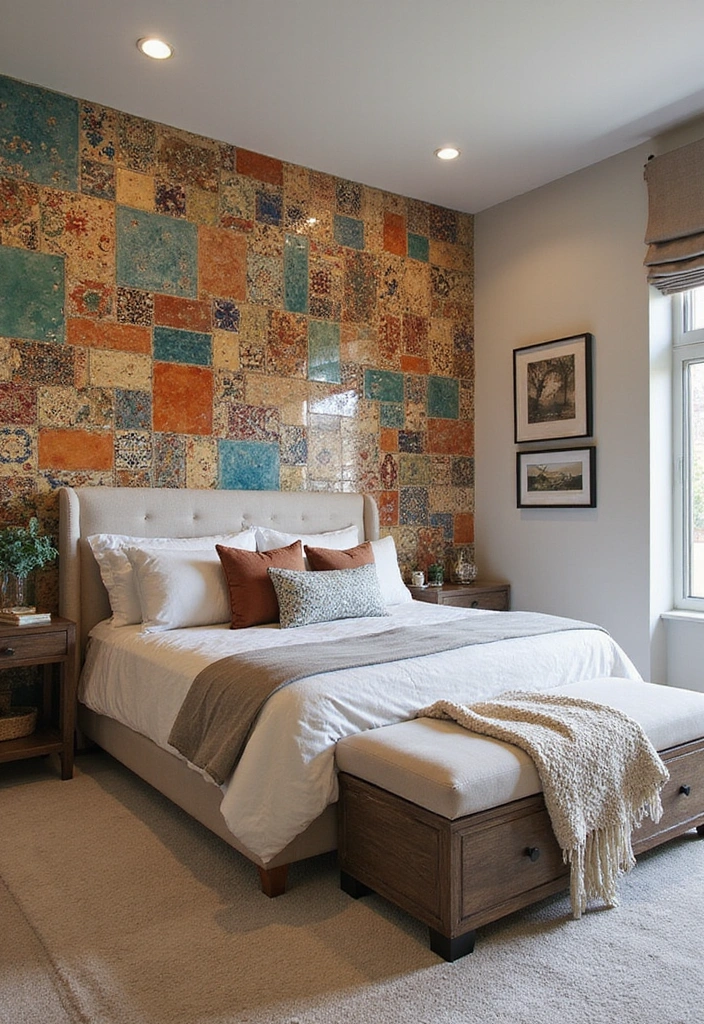 25 Master Bedroom Feature Wall Inspirations That'll Leave You Breathless (#16 Is a Must-See!) - 21. Artistic Tile Designs
