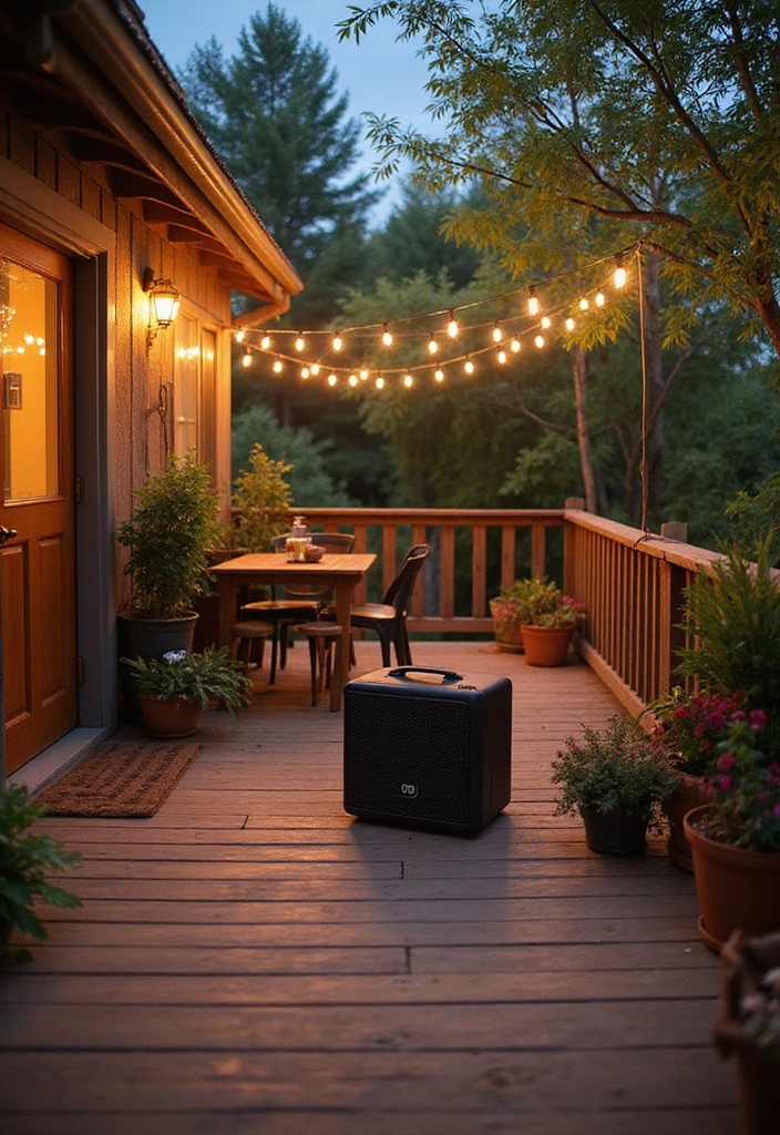 20 Small Deck Decorating Ideas That Will Transform Your Outdoor Space! - 17. Outdoor Music System