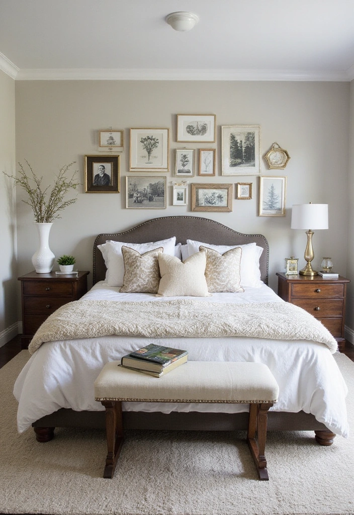 25 Master Bedroom Feature Wall Inspirations That'll Leave You Breathless (#16 Is a Must-See!) - 13. Artistic Canvas Gallery