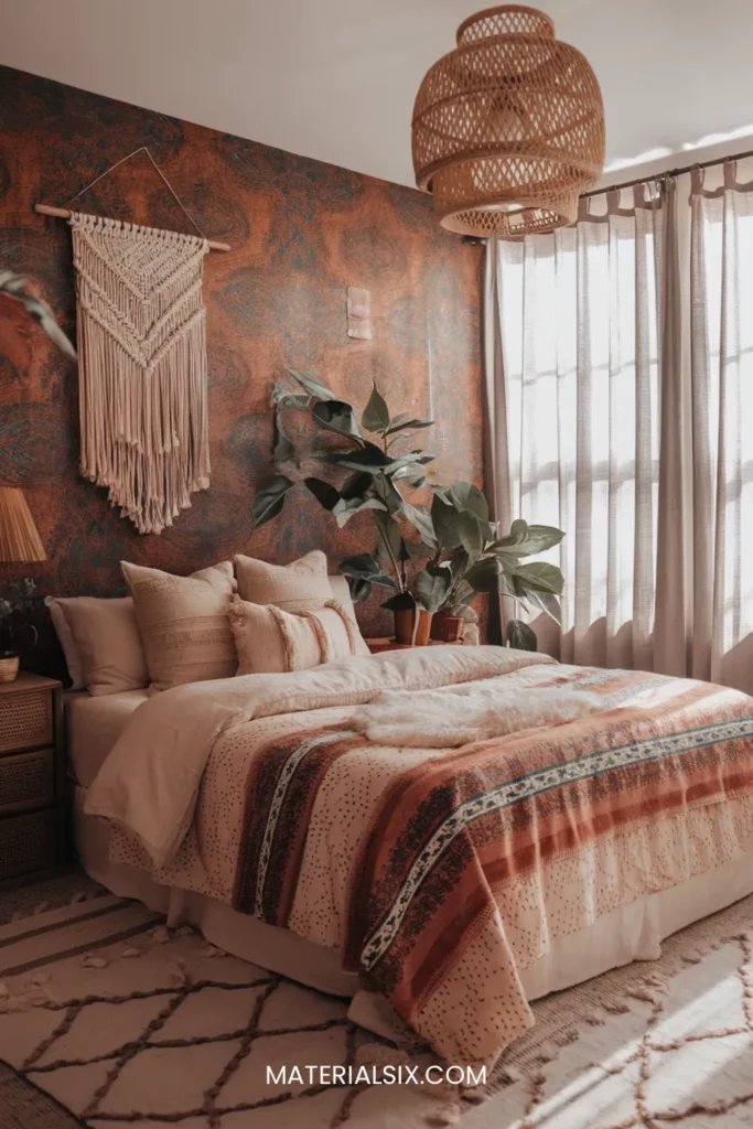 30 Stunning Boho Bedroom Accent Wall Ideas for a Dreamy Retreat ...