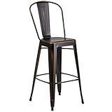 Flash Furniture Commercial Grade 30" High Distressed Copper Metal Indoor-Outdoor Barstool with Back Flash Furniture Commercial Grade 30" High Distressed Copper Metal Indoor-Outdoor Barstool with Back