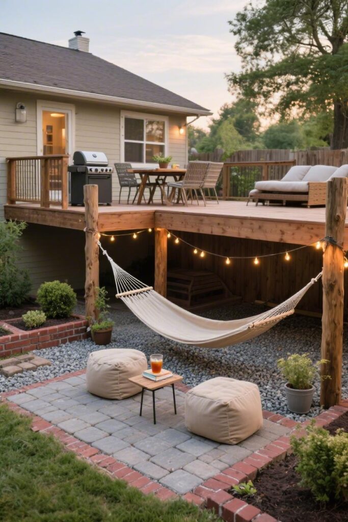 Deck With Lower Patio Hammock Lounge