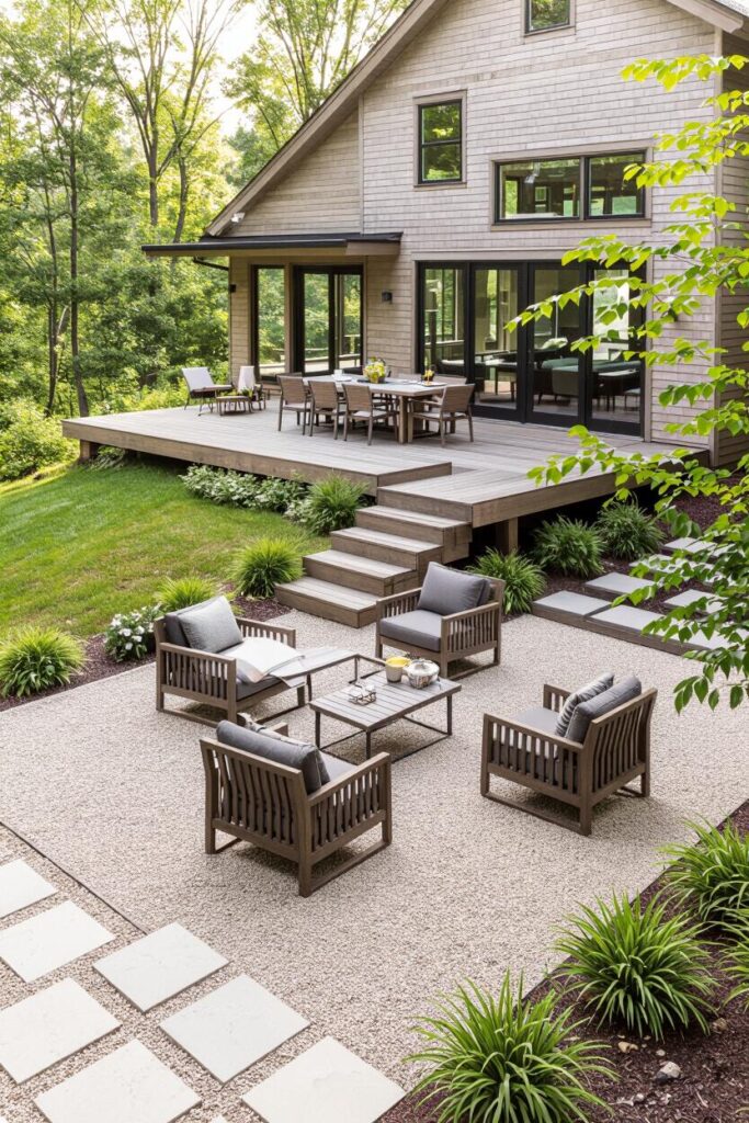 Compact Deck With Side Patio For Outdoor Kitchen