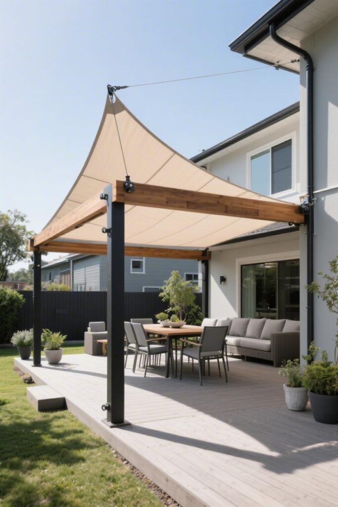 Shade Sail Above the Frame