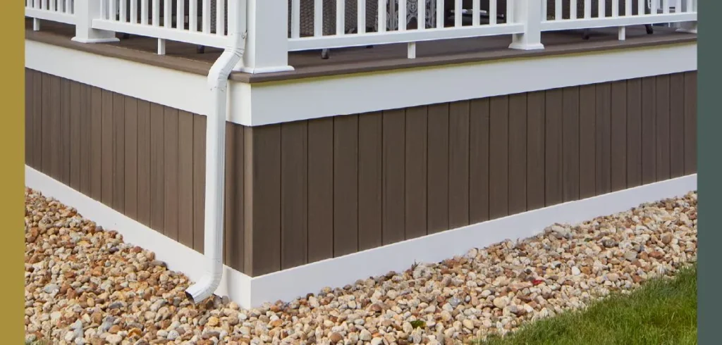 White PVC trim panels enclosing the open space beneath a porch