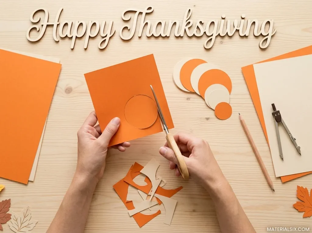 Cardstock circles prepared for making a 3D paper pumpkin garland