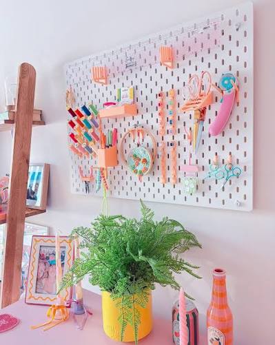 Pastel Pegboard Strip for Tiny Craft Desks