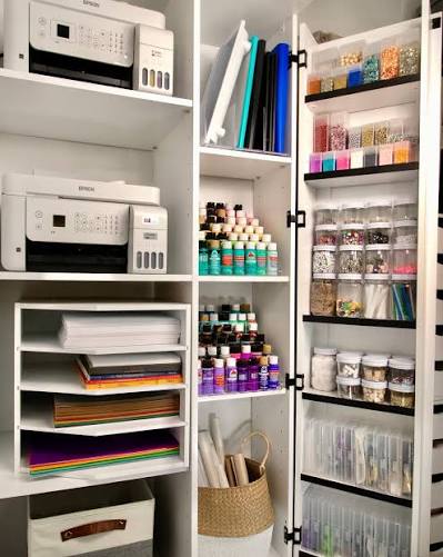 Closet Craft Station With Door-Mounted Organizers