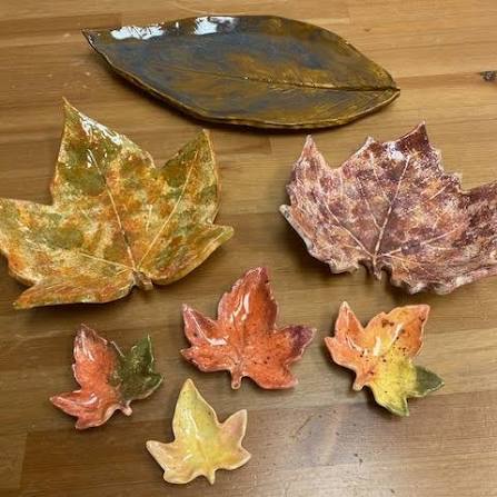 Leaf-Imprinted Clay Trinket Dishes for Autumn