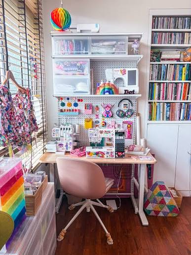 Rainbow Sewing Wall Using Modular Ikea‑Style Storage
