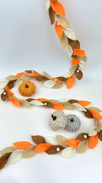 Clay Leaf Garland & Pumpkin Set Inspired by Textiles