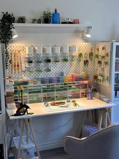 Hyper‑Organized Bead & Jewelry Station on One Wall