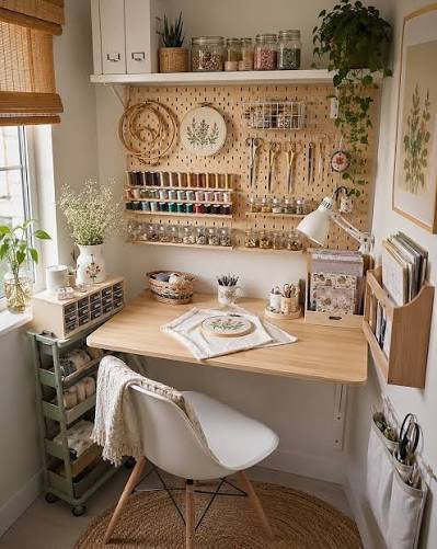 Cozy Vintage Sewing Nook That Fits in a Spare Corner